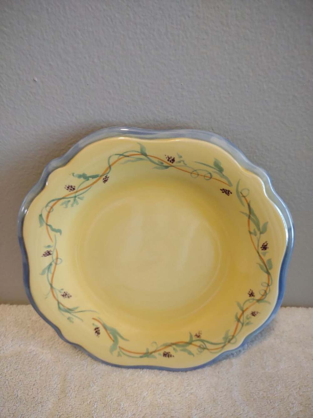 Pfaltzgraff Pistoulet Secrets of Jana Kolpen stoneware salad plate blue rim